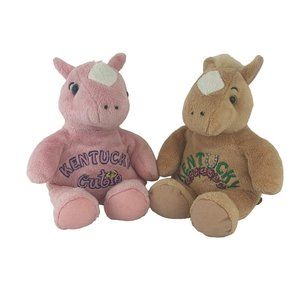 Souvies Horse Plush 8" Stuffed Toy Pink Kentucky Cutie Tan w/Roses Lot of 2
